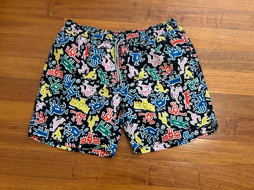 Maamgic Men's Keith Haring Style Graphic Print Swim Trunks Size XL